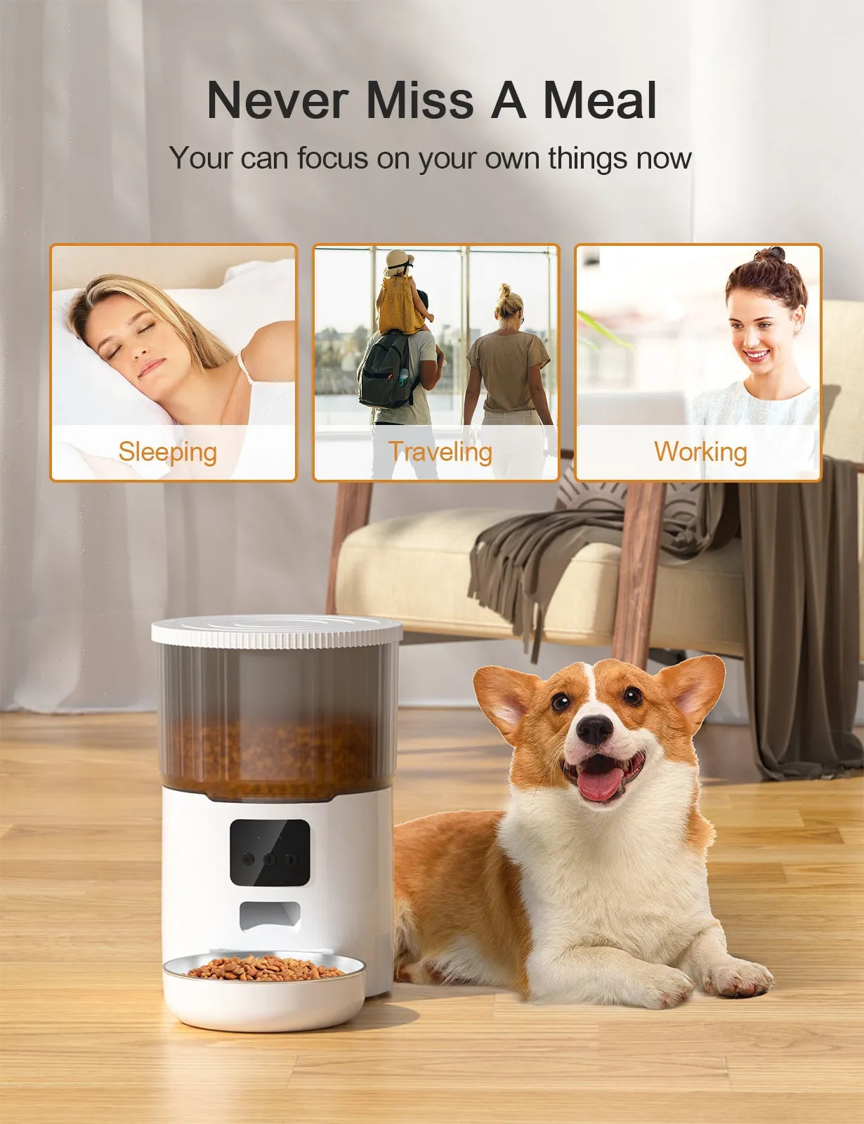 Slimme Automatische Voerbak voor Katten en Honden – 4L – WiFi-Verbonden