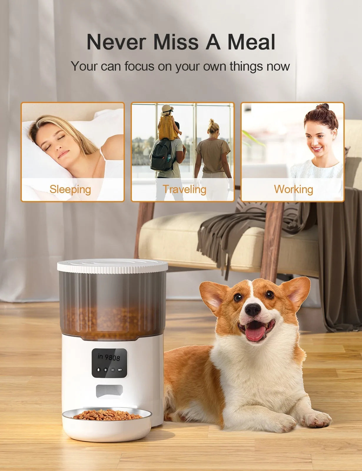 Slimme Automatische Voerbak voor Katten en Honden – 4L – WiFi-Verbonden
